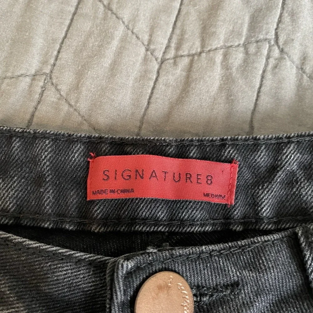 Signature8 Womens Black Jeans Medium Distressed Frayed Fringe Hem‎